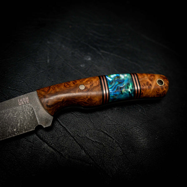 Stockman — Stonewashed N690 | York Gum Burl & Paua