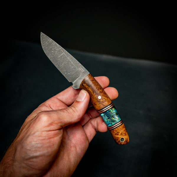 Stockman — Stonewashed N690 | York Gum Burl & Paua