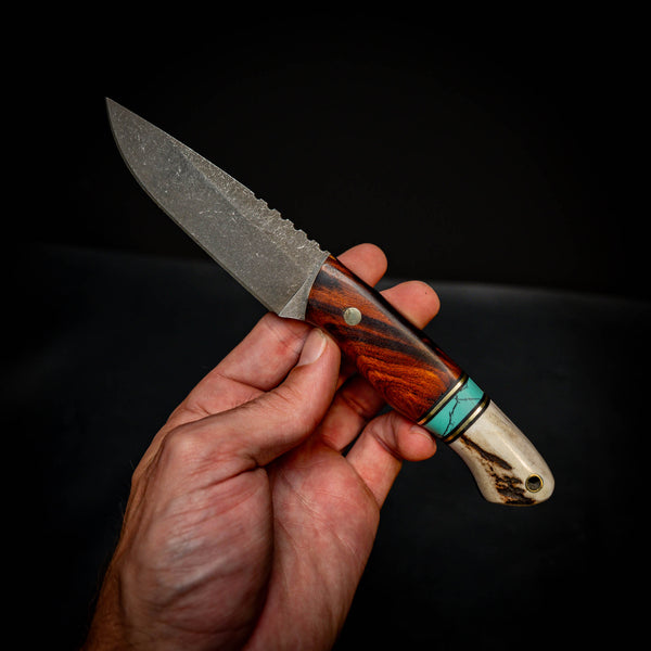 Bushcraft — Stonewashed N690 | Arizona Ironwood, TruStone & Deer Antler
