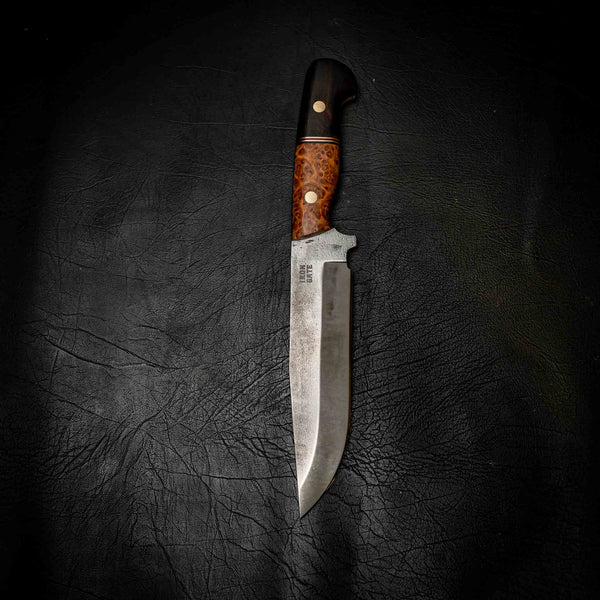 Big Bowie — Stonewashed Sleipner | African Blackwood & York Gum Burl