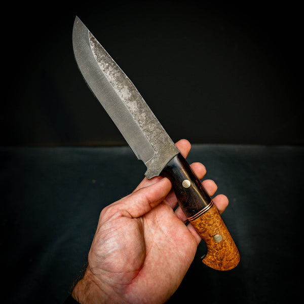 Big Bowie — Stonewashed Sleipner | African Blackwood & York Gum Burl