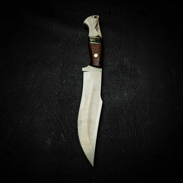 XL Hunter – Satin N690 with Tassie Blackwood, TruStone Spacer & Deer Antler — Alternate view | Iron Gate Knives
