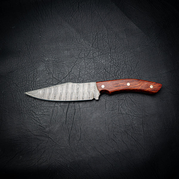Spear Point Hunter — Ladder Damascus / Lace Sheoak