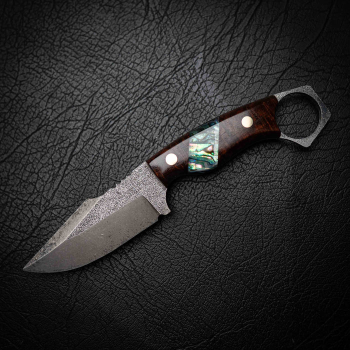 Mini Hunter – Ringed Gidgee & Abalone Shell (Stonewashed) — Iron Gate Knives | Handmade in Australia