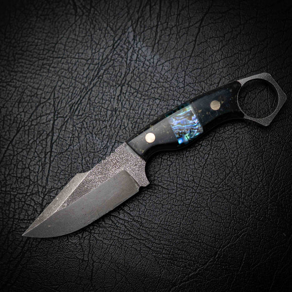 Mini Hunter – Black & Gold ResStone w/ Abalone Inlay (Stonewashed)