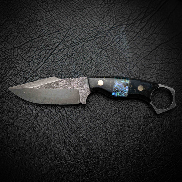 Mini Hunter – Black & Gold ResStone w/ Abalone Inlay (Stonewashed)