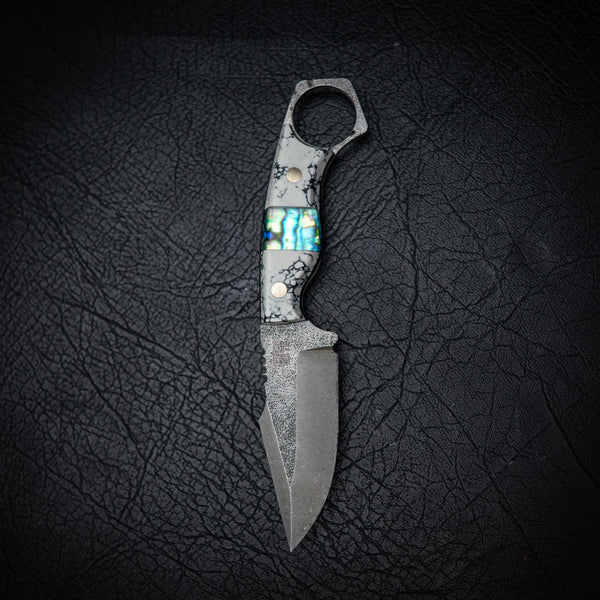 Mini Hunter – White ResStone w/ Abalone Inlay (Stonewashed)