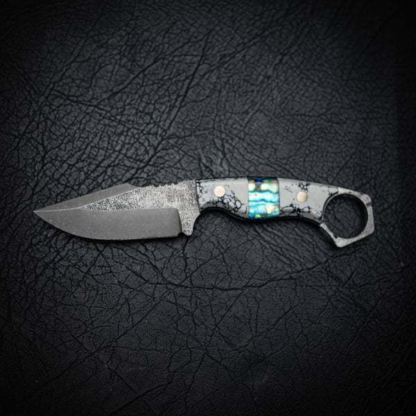 Mini Hunter – White ResStone w/ Abalone Inlay (Stonewashed)