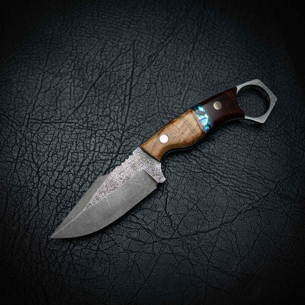 Mini Hunter – Spalted Maple, Ringed Gidgee & Abalone Inlay (Stonewashed)
