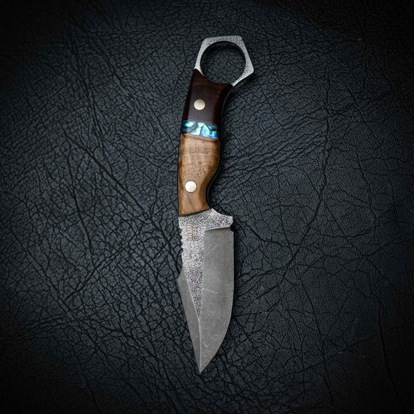 Mini Hunter – Spalted Maple, Ringed Gidgee & Abalone Inlay (Stonewashed)