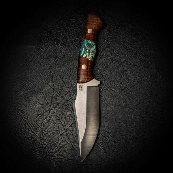 Pre-Order — Elmax Hunter — Tassie Blackwood & Abalone — Alternate view | Iron Gate Knives