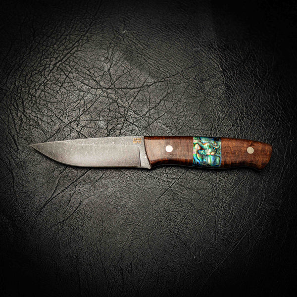 N690 Bushcraft – Ringed Gidgee with Abalone Inlay