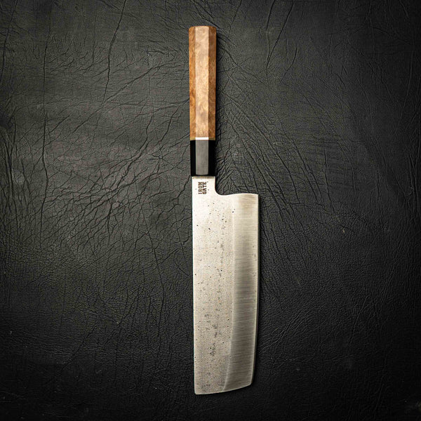 Nakiri Kitchen Knife - N690 Buffalo Horn Ambyona Burl