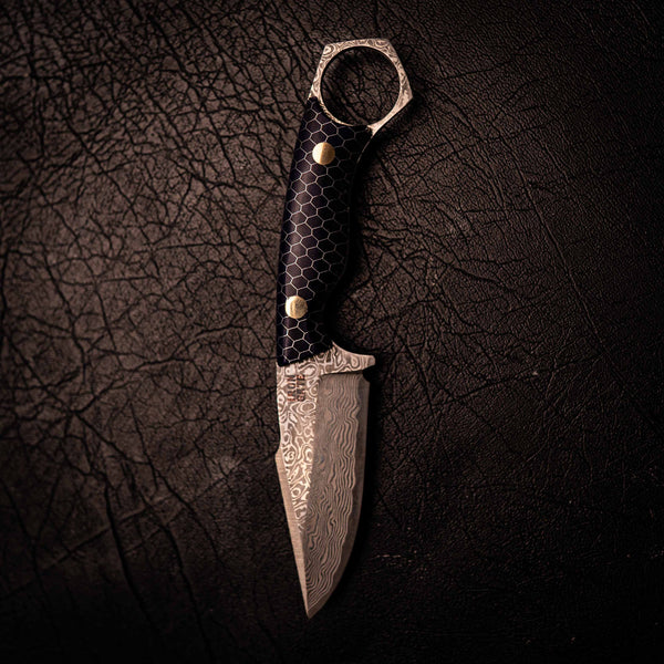 Damascus Mini Hunter – Black C-Tek Handle
