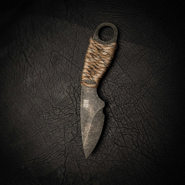 1084 Carbon Steel Paracord Knife – Stonewashed Finish