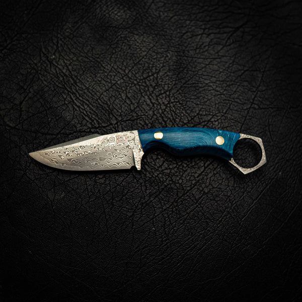 Damascus Mini Hunter – Ocean Blue Juma with Swirls