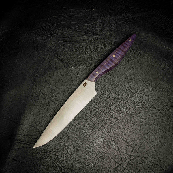 Chef Knife – Purple Dyed Curly Maple