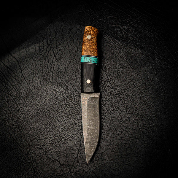N690 Bushcraft Knife — Stonewashed Dark Finish