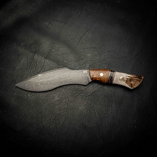 Stonewashed Kukri – Amboyna, Copper TruStone & Antler
