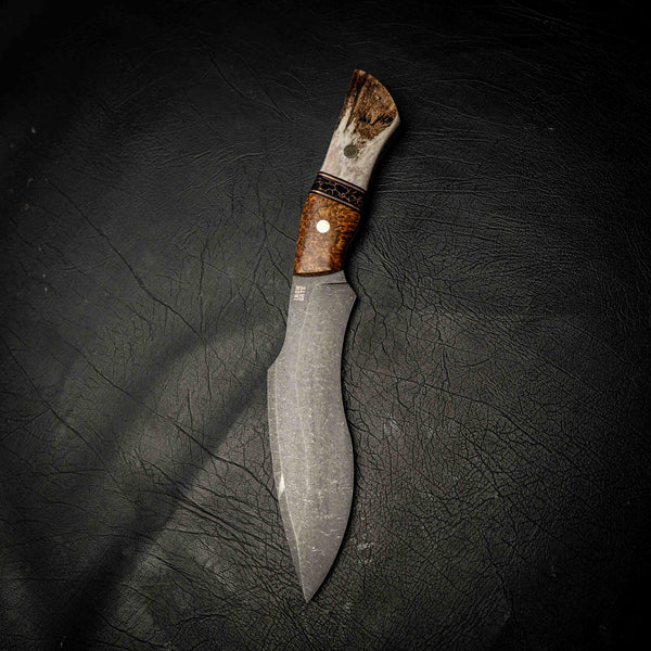 Stonewashed Kukri – Amboyna, Copper TruStone & Antler