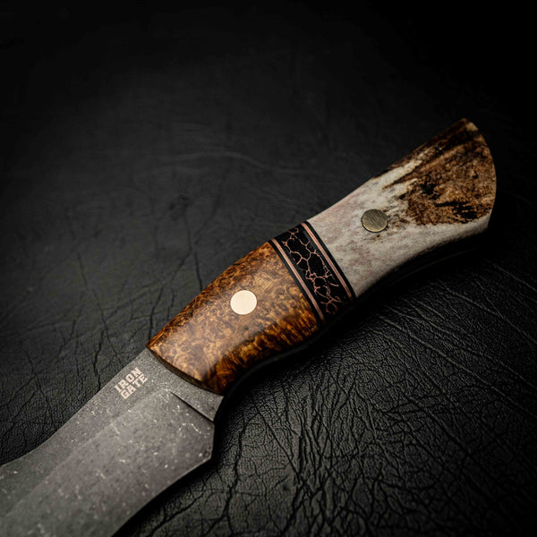 Stonewashed Kukri – Amboyna, Copper TruStone & Antler