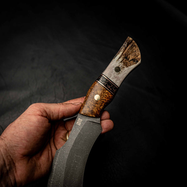Stonewashed Kukri – Amboyna, Copper TruStone & Antler