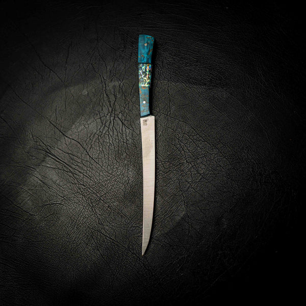 Flexxy Fillet - Aqua Dyed Wood & Abalone Inlay