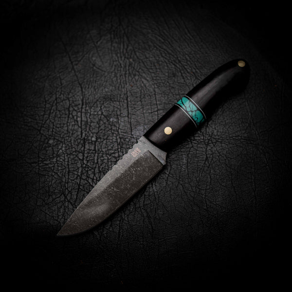 Bushcraft Knife — African Blackwood & Aqua TruStone