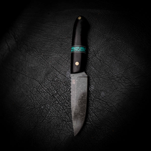 Bushcraft Knife — African Blackwood & Aqua TruStone
