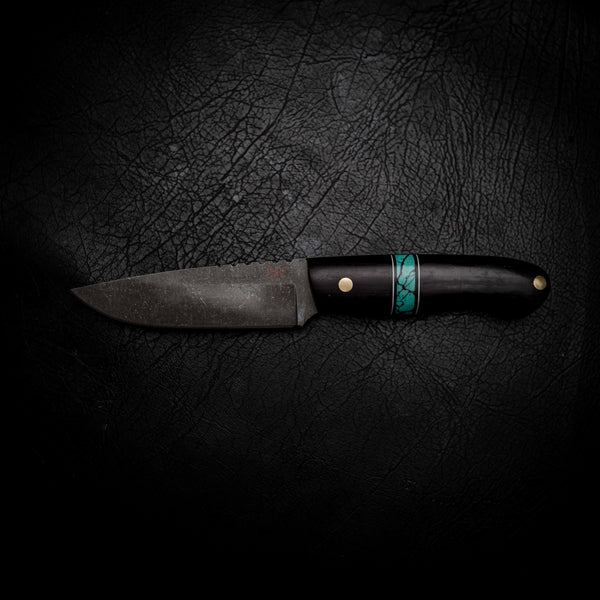 Bushcraft Knife — African Blackwood & Aqua TruStone