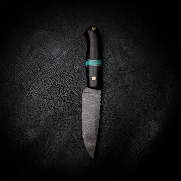 Bushcraft Knife — African Blackwood & Aqua TruStone