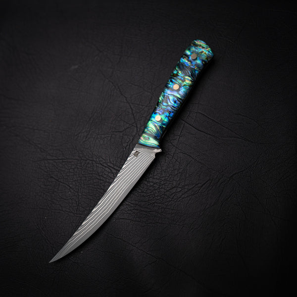 Stainless Damascus Fillet Knife – Abalone Shell Handle