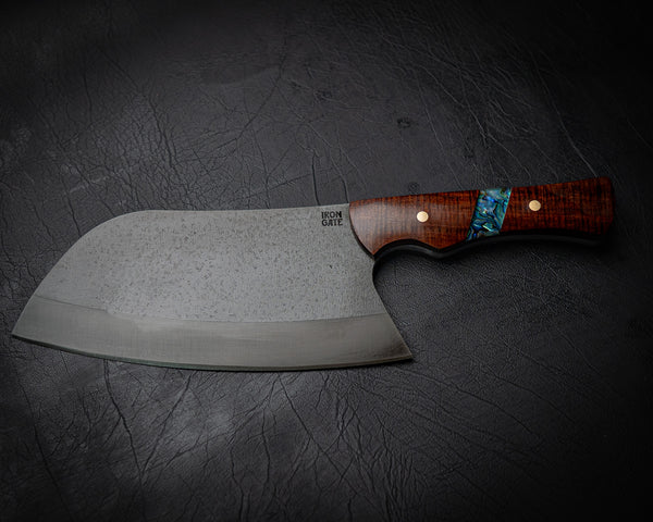 Bone Crusher – 6mm RIGOR Steel Cleaver with Ringed Gidgee & Abalone
