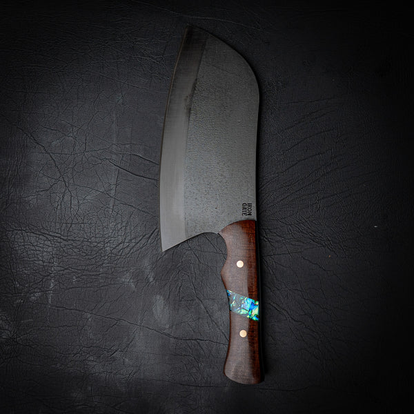 Bone Crusher – 6mm RIGOR Steel Cleaver with Ringed Gidgee & Abalone