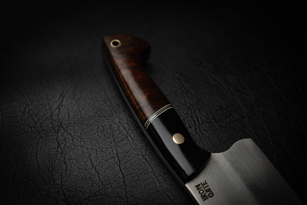 N690 Steel Cleaver – Ringed Gidgee, G10 & Brass Handle