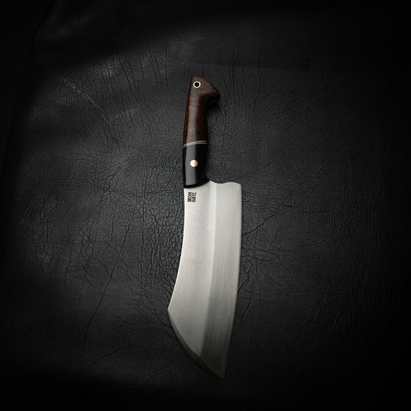 N690 Steel Cleaver – Ringed Gidgee, G10 & Brass Handle