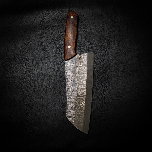 Cleaver | Stainless Damascus San Mai, Arizona Ironwood