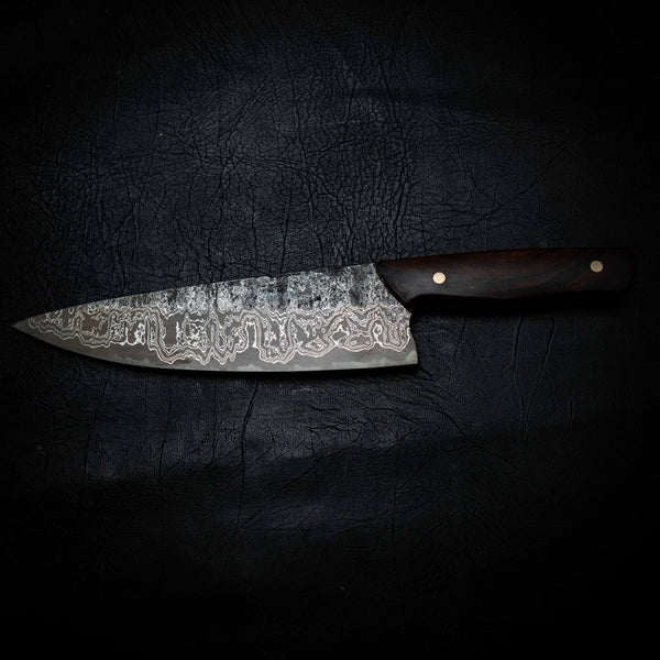 Chef Knife | Stainless Damascus San Mai, Arizona Ironwood