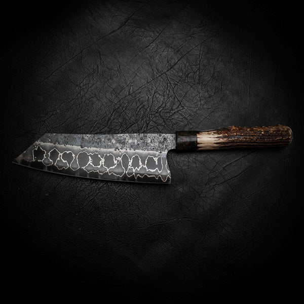 Santoku | 52100 San Mai, Dyed Birch & Deer Antler