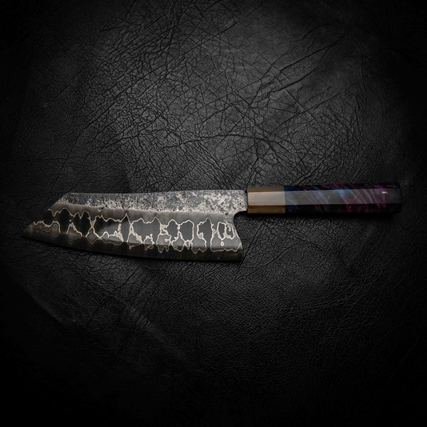 Santoku | 52100 San Mai, Purple Maple & White Buffalo Horn