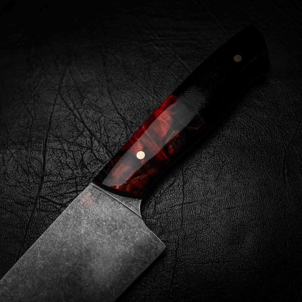 Santoku | 12C27 Stainless, Red Maple Burl & African Blackwood
