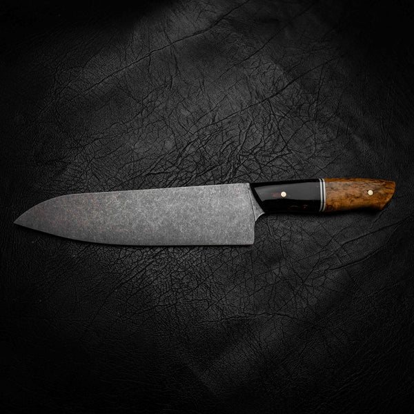 Santoku | 12C27 Stainless, Dark Maple Burl, G10 & Curly Birch
