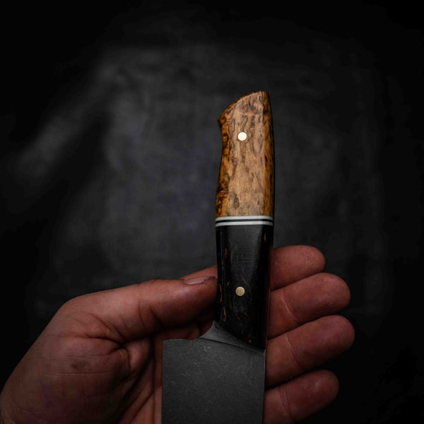 Santoku | 12C27 Stainless, Dark Maple Burl, G10 & Curly Birch