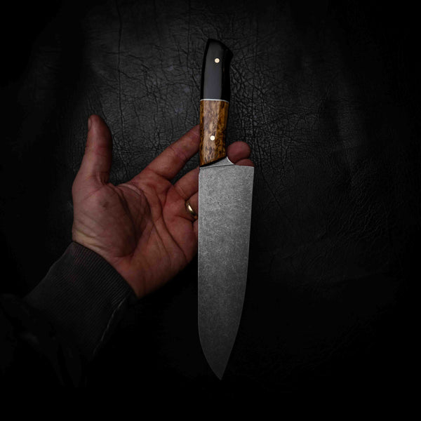 Santoku | 12C27 Stainless, Curly Birch & African Blackwood