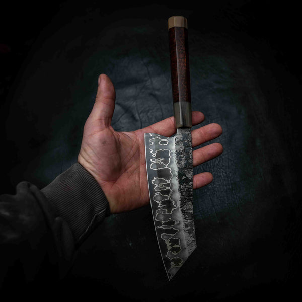 Santoku | 52100 San Mai, Snakewood & White Buffalo Horn Wa Handle