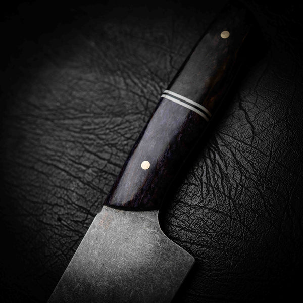 Santoku | 12C27 Stainless, Purple & Orange Dyed Birch