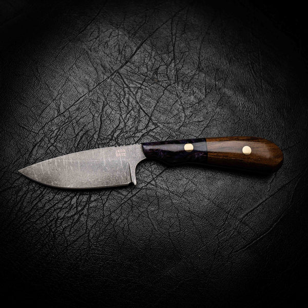 Ergo Skinner — Purple Dyed Birch & Stabilised Walnut