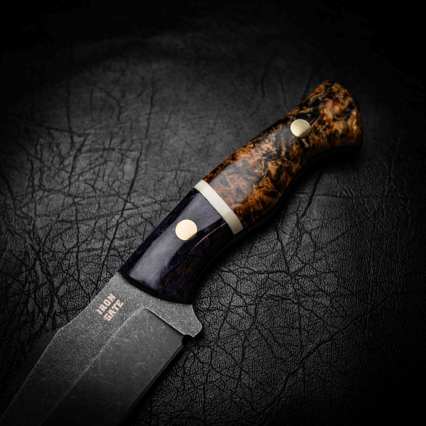 Wide Hunter — Purple Dyed Birch, Bone & Gold Curly Birch