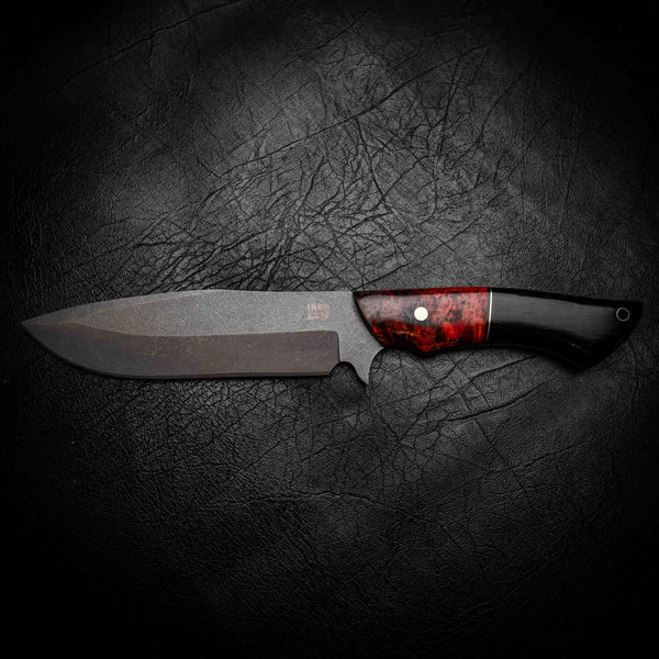 Small Bowie — Fire Red Curly Birch & African Blackwood