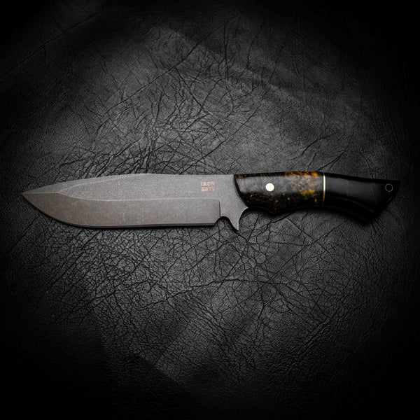 Small Bowie — Yellow Fire Curly Birch & African Blackwood